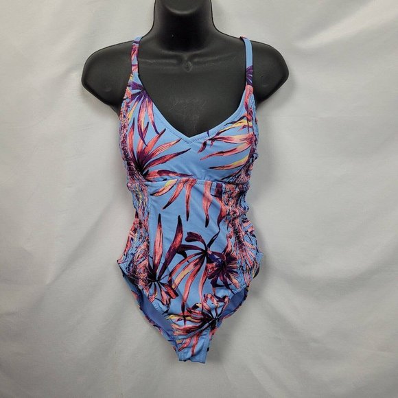 SALE 5/$25 Jessica Simpson Palmy Days Cami One Piece Swimsuit Smocked Side Lilac - Picture 3 of 8